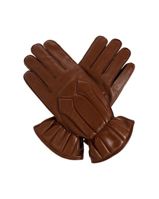 DSquared² Brown Leather Gloves for men