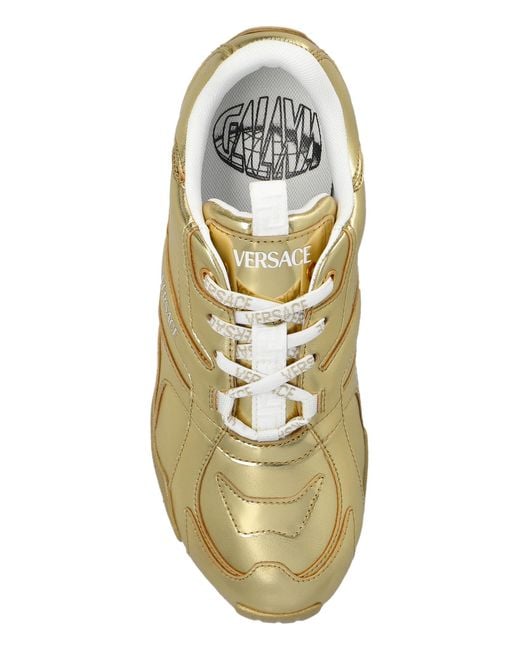 Versace Metallic Sports Shoes With Logo
