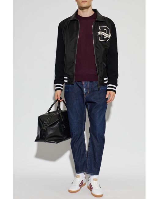 DSquared² Purple Wool Sweater With Embroidered Logo for men