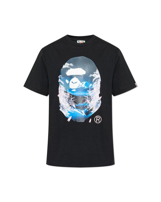 A Bathing Ape Black T-Shirt With Print for men