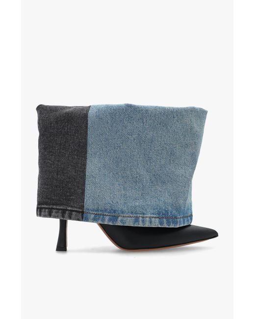 Loewe Blue 'denim Folded' Heeled Ankle Boots