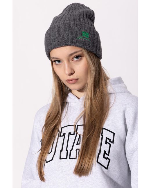 Ganni Black Cap With Embroidered Logo