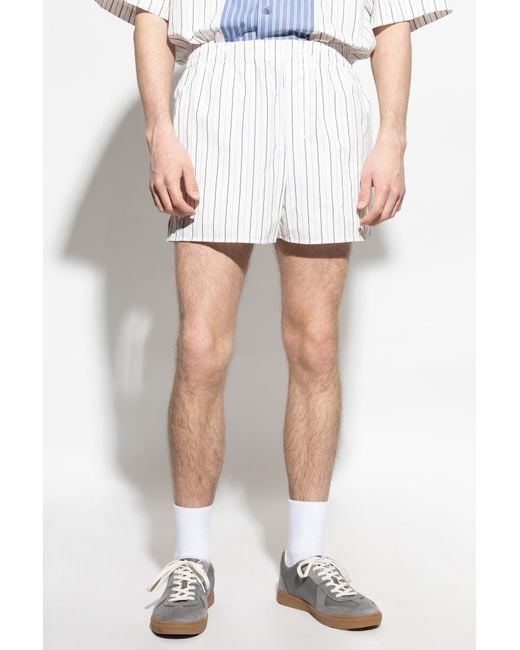 AMI White Shorts With Striped Pattern for men