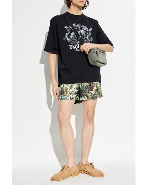 DSquared² Black T-Shirt With Print for men