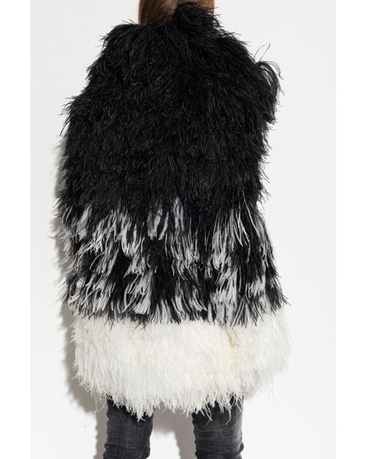 DSquared² Black Ostrich Fur