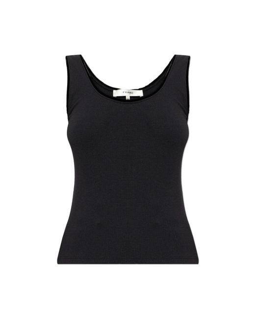 FRAME Black Strap Top