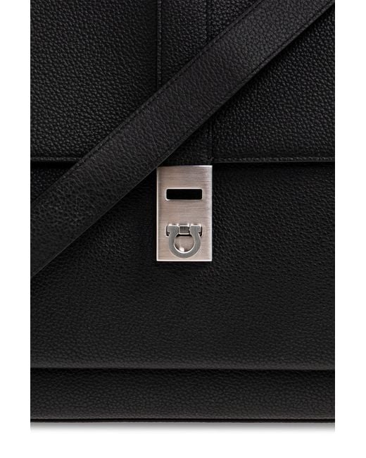 Ferragamo Black Leather Briefcase for men