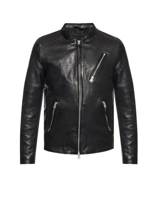 AllSaints Black Harwood Leather Jacket for men