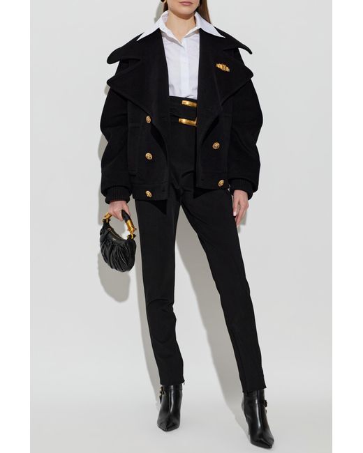 Balmain Black Trousers With A Decorative Belt