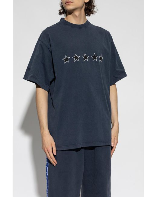 Balenciaga Blue T-Shirt With Print for men