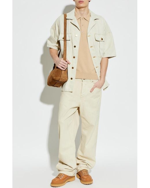 Balmain Natural Polo Shirt With Pocket for men