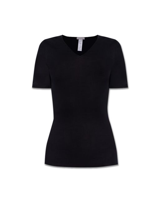 Hanro Black Cotton T-Shirt