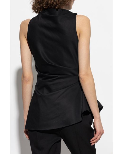 Alexander McQueen Black Draped Top