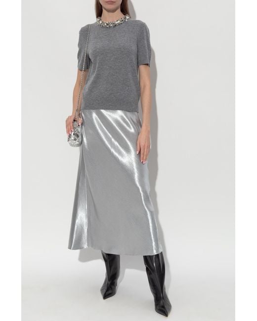 Tory Burch Gray Satin Skirt
