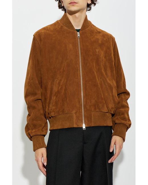 AMI Brown Leather Jacket for men