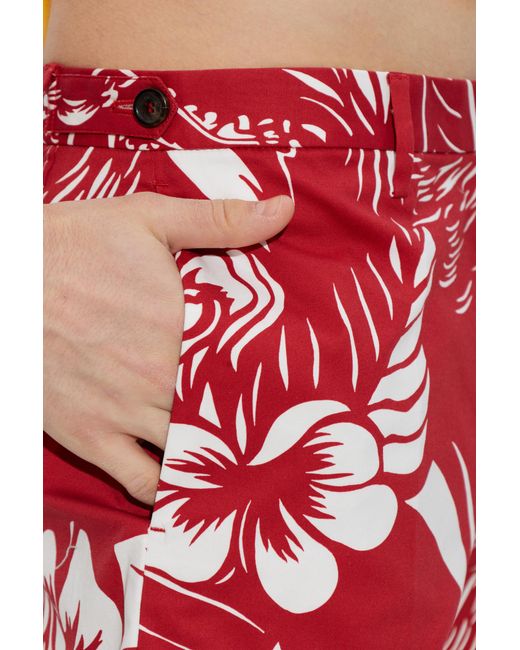 DSquared² Red Patterned Shorts for men