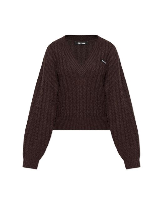 ROTATE BIRGER CHRISTENSEN Brown Wool Sweater With V-Neck