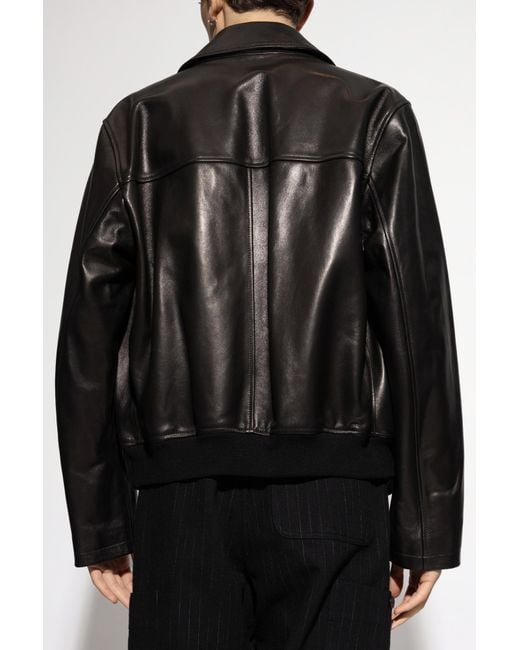 Emporio Armani Black Leather Jacket for men