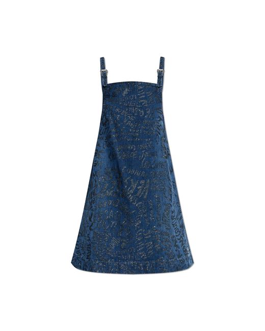 Versace Jeans Couture Blue Denim Dress With Glitter Finish
