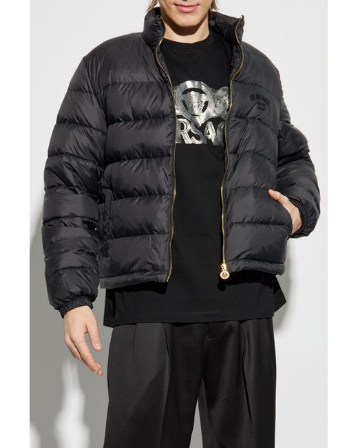 Versace Black Puffer Jacket With Stand-Up Collar for men