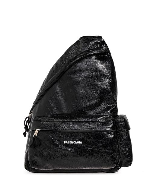 Balenciaga Black Single-Strap Backpack "Explorer" for men