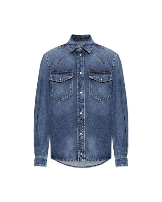 Moncler Blue T-Shirt With Logo for men