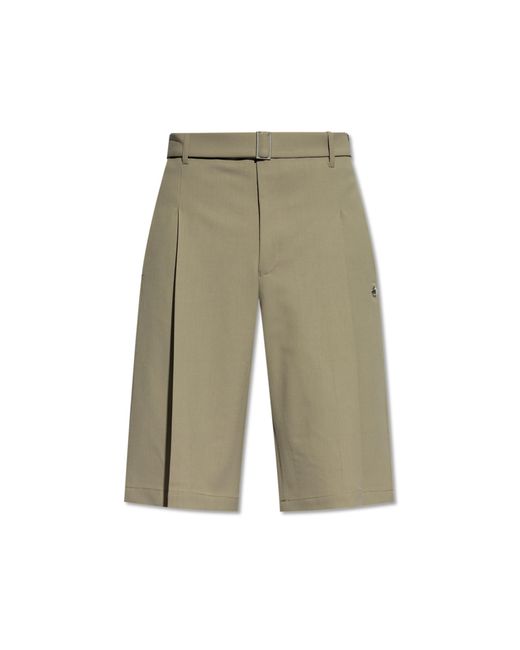 Etudes Studio Green Pleat-Front Wool Shorts for men