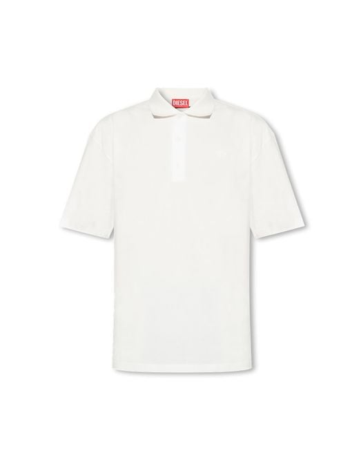 DIESEL White T-vort-megoval-d Polo Shirt With Logo for men