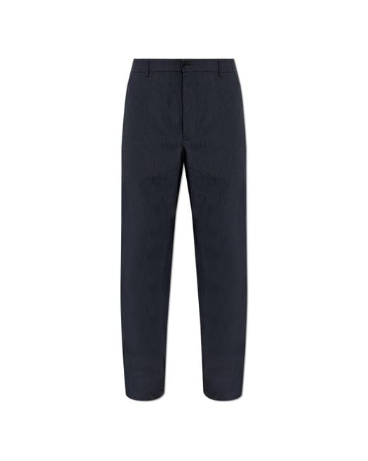 Moncler Blue Trousers With Logo Patch for men