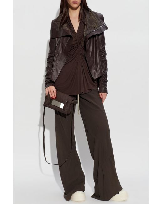 Rick Owens Brown Top With A Decorative Neckline