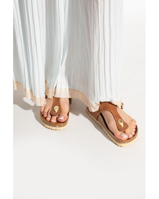 Birkenstock Brown 'Gizeh Big Buckle' Slides