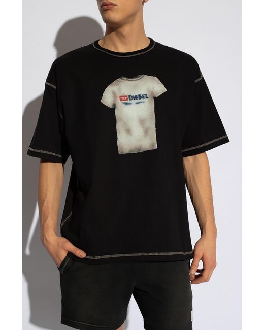 DIESEL Black 't-boxt-n12' T-shirt With Print, for men