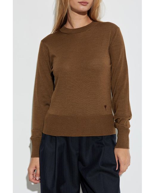 AMI Brown Thin Wool Sweater