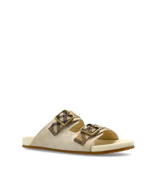 Burberry White Slides With Logo