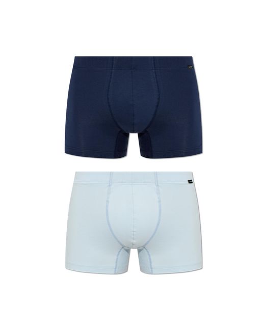 Hanro Blue Two-Pack Of Boxers From The 'Cottone Essentials' Collection for men