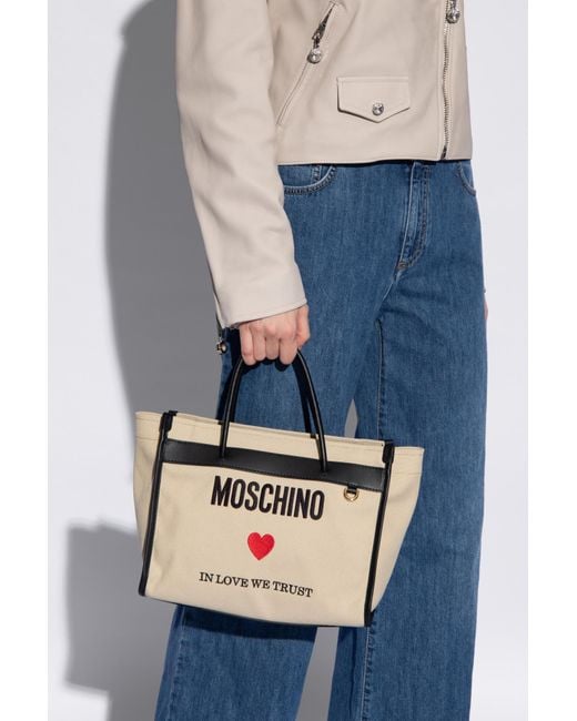 Moschino Natural Shopper Bag With Logo,