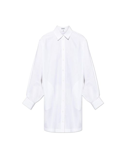 Loewe White Dress With Wide Sleeves