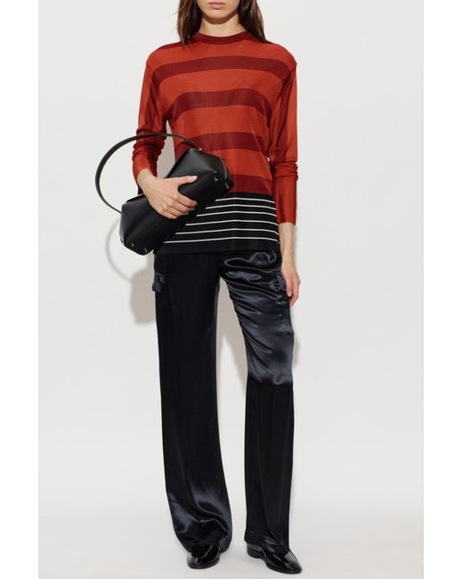 Ferragamo Black Satin Trousers With Belt