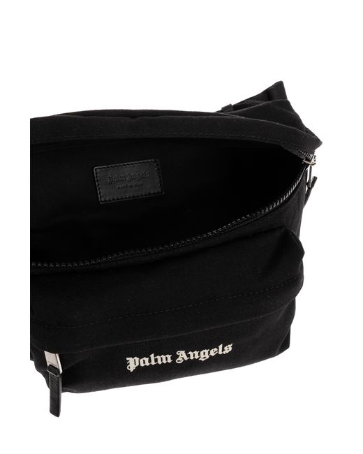 Palm Angels Black Belt Bag With Logo, for men