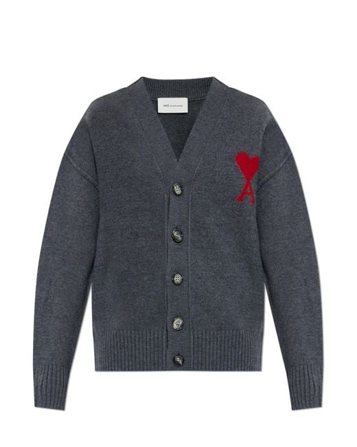 AMI Blue Wool Cardigan
