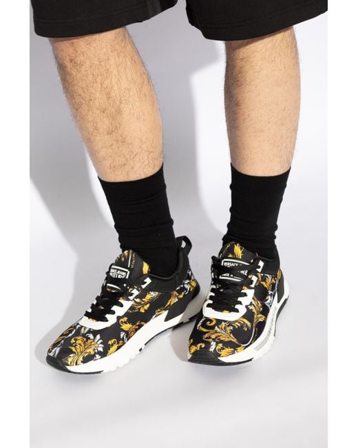 Versace Jeans Couture Black Sneakers With Barocco Print for men