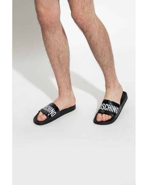 black moschino slides