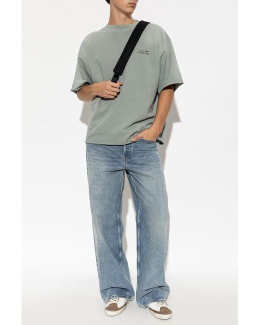 Golden Goose Deluxe Brand Gray T-Shirt With Logo for men