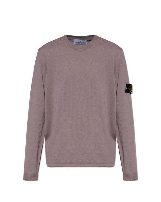 Stone Island Purple Crew Neck Sweater for men