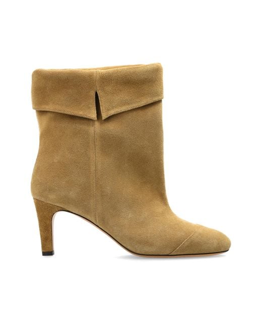 Isabel Marant Natural "Eldra" Suede Heeled Ankle Boots
