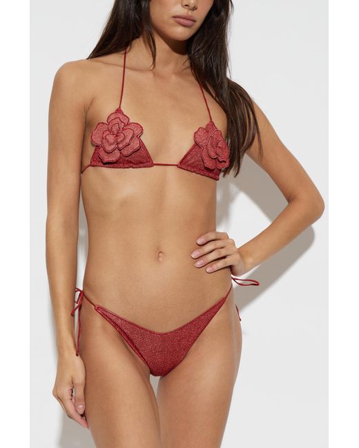 Oseree Red Two-Piece Swimsuit With Lurex Thread