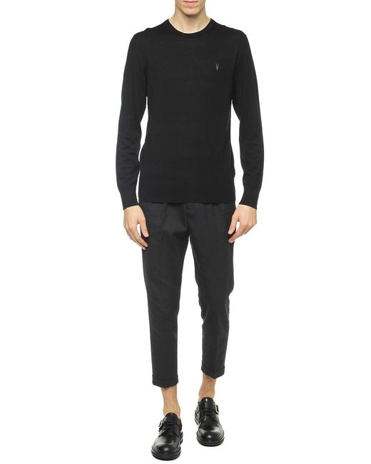 AllSaints Black 'Mode' Logo-Embroidered Sweater for men