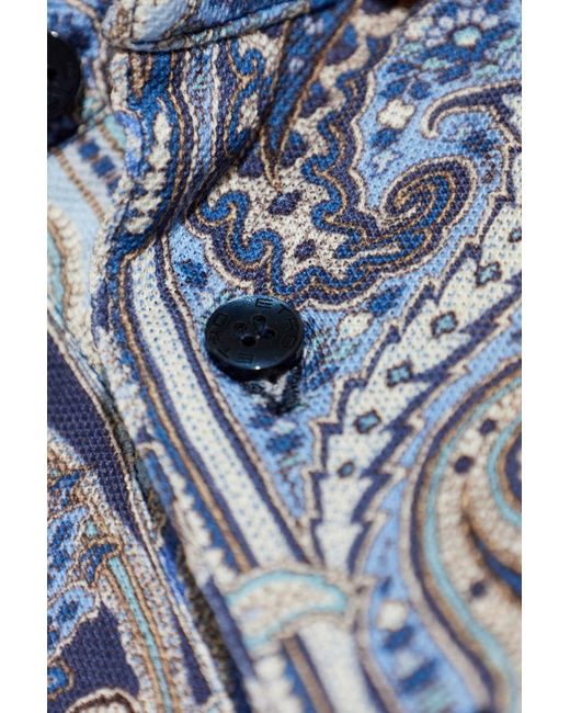 Etro Blue Patterned Polo for men