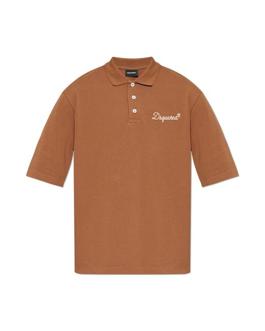 DSquared² Brown Polo With Embroidered Logo for men