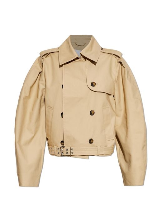 Ganni Natural Double-Breasted Jacket With Belt